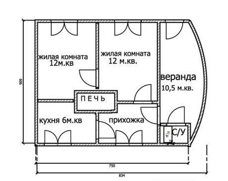 Схема расположения печи в доме