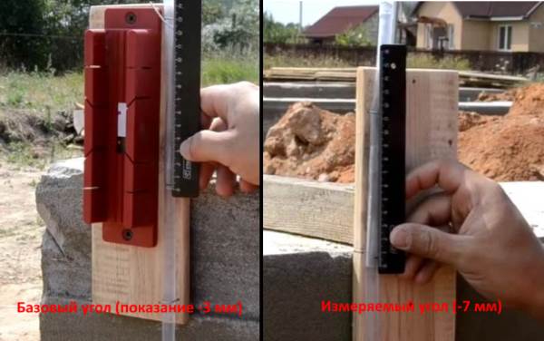 Измерение разности высот углов фундамента